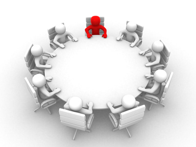 Leadership and team at conference table - This is a 3d render illustration